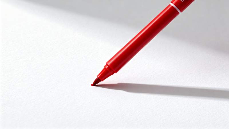 红笔轻触白纸图片