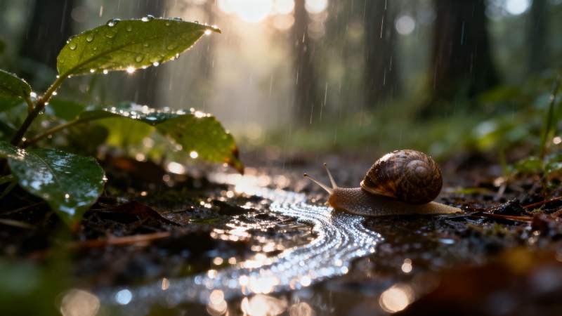 雨林中的蜗牛图片