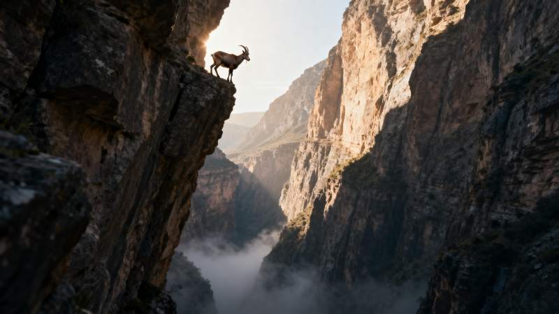 峭壁上的孤影图片
