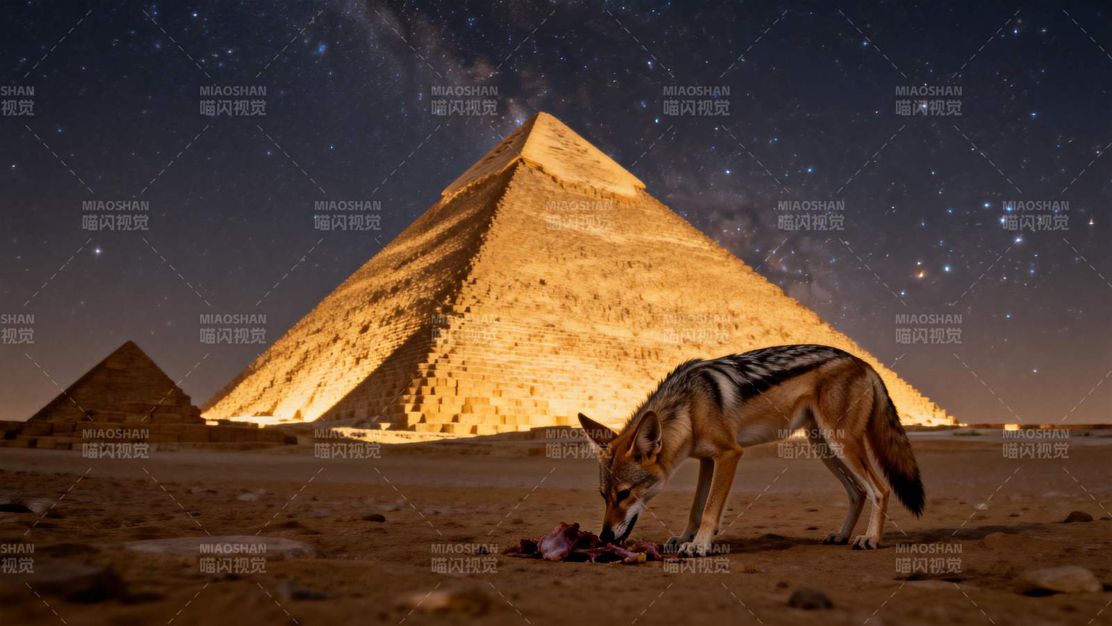 金字塔下的夜行狐图片