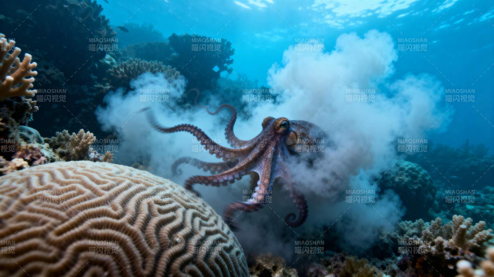 章鱼喷墨逃逸图片