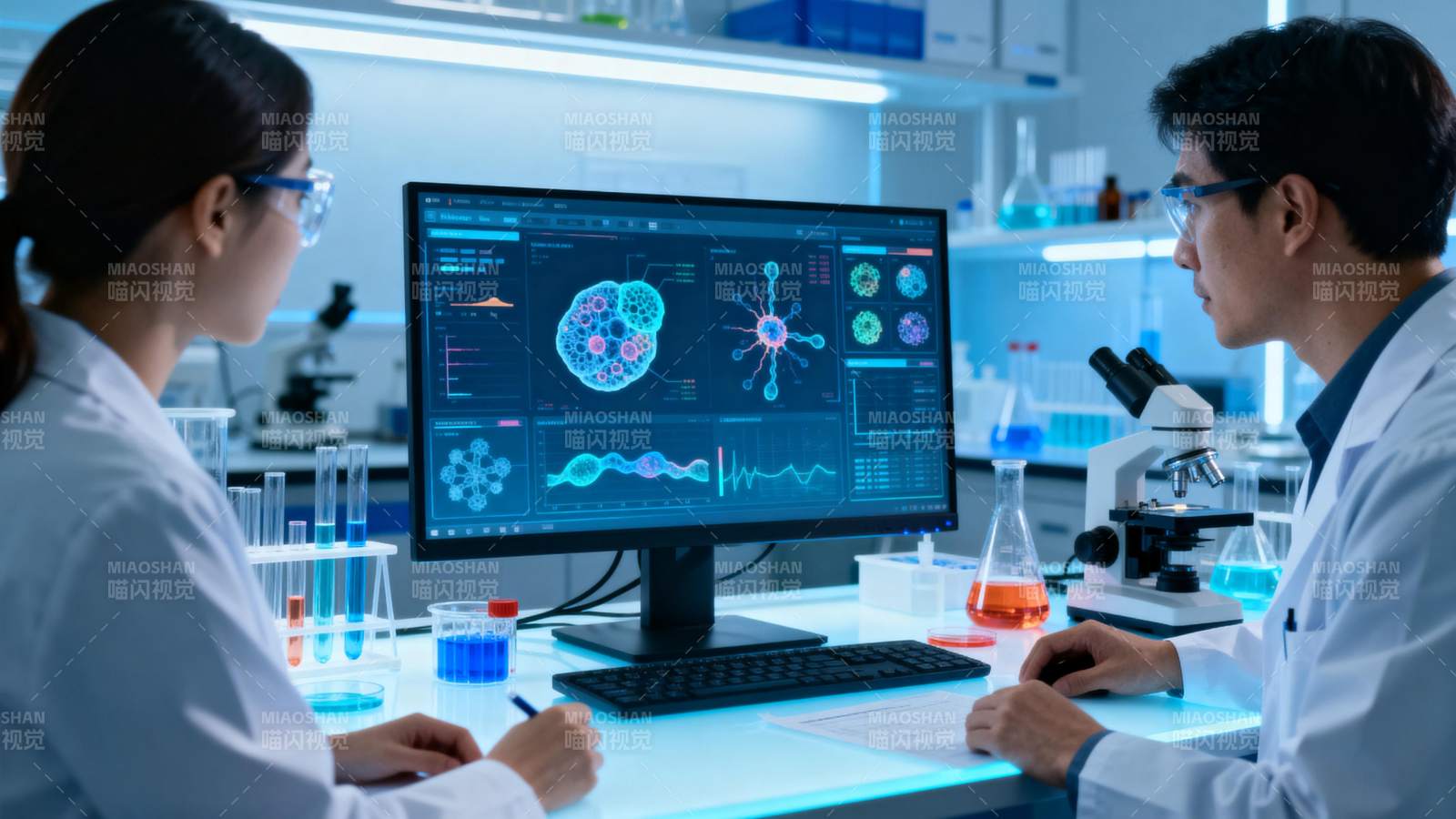 科研人员分析数据图片