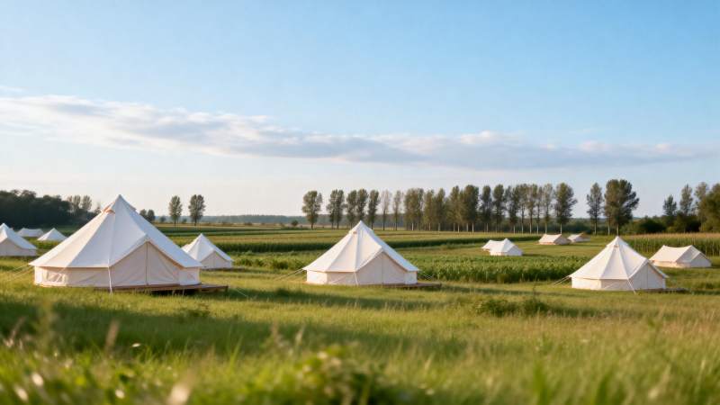 草原上的白色帐篷图片