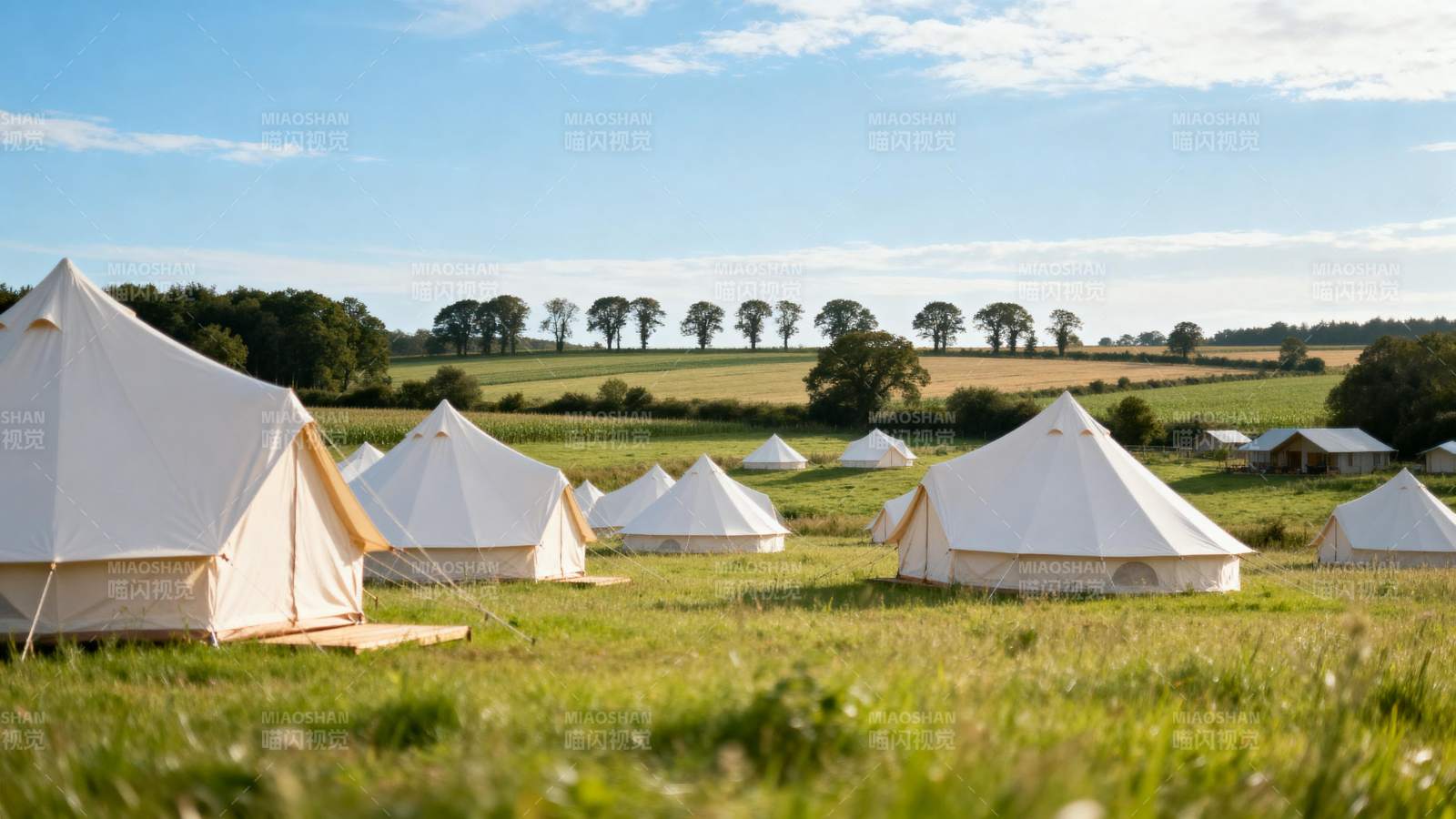草原上的白色帐篷图片