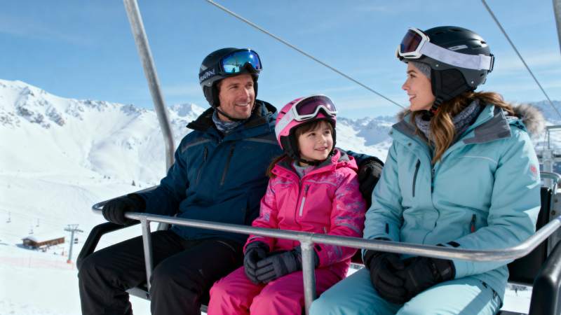 滑雪一家三口图片