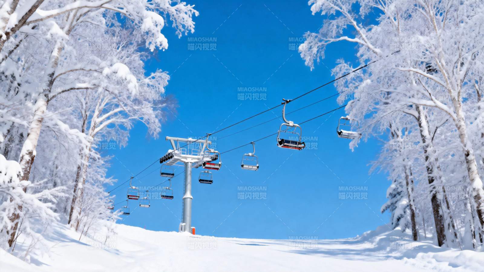 雪景缆车美景图片