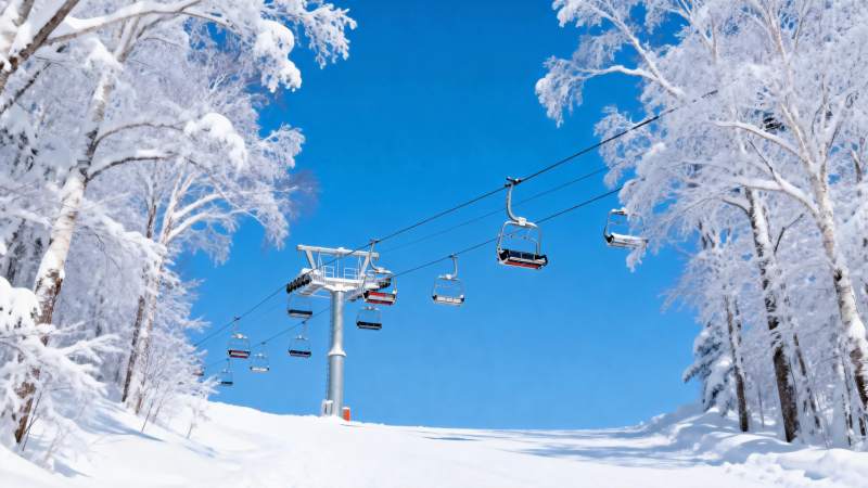 雪景缆车美景图片