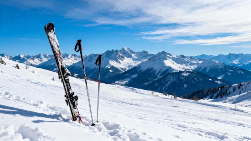 雪峰之巅 滑雪静候图片