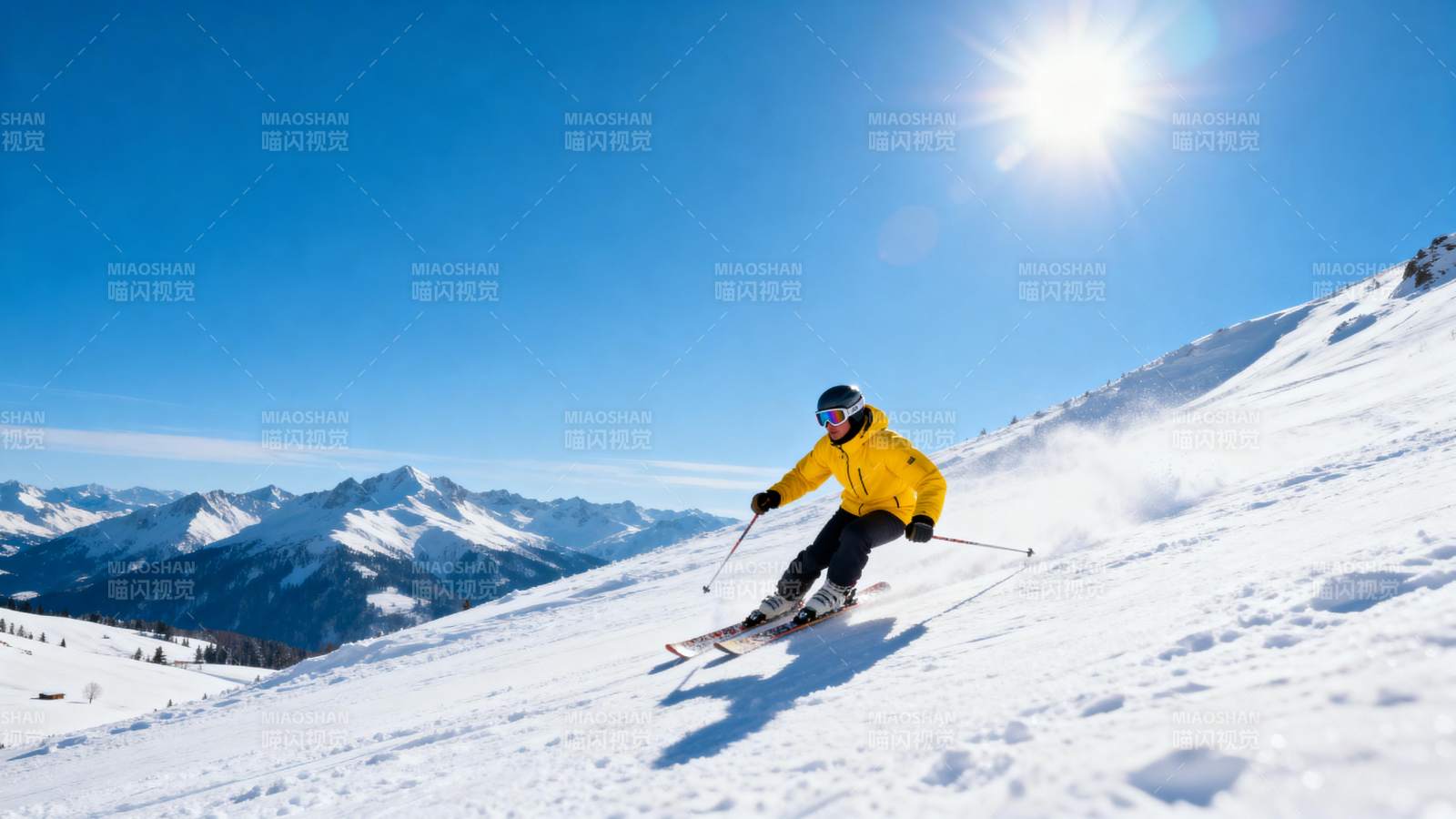 雪坡疾驰 阳光灿烂图片