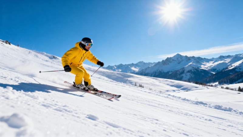 雪地滑雪 阳光灿烂图片