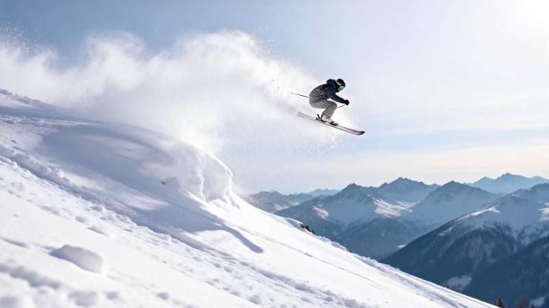 滑雪者腾空飞跃图片