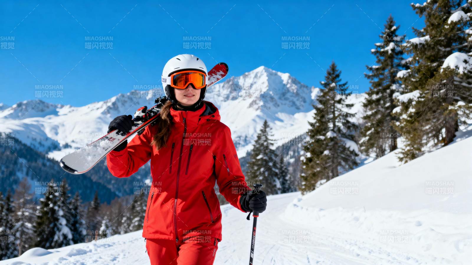 雪山滑雪美女图片