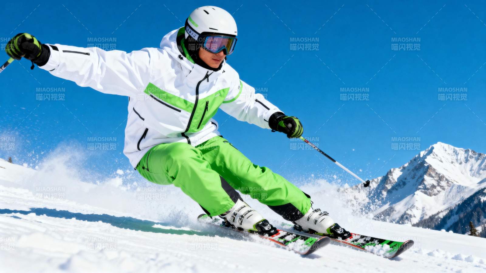 滑雪者疾驰雪原图片