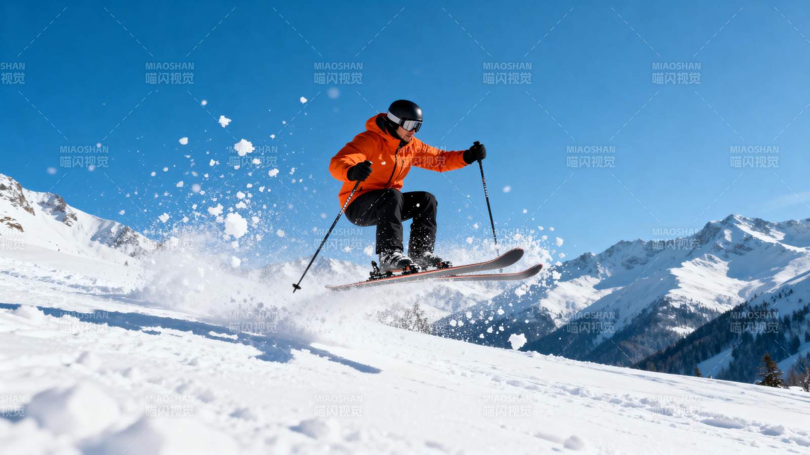 滑雪者跃雪峰图片