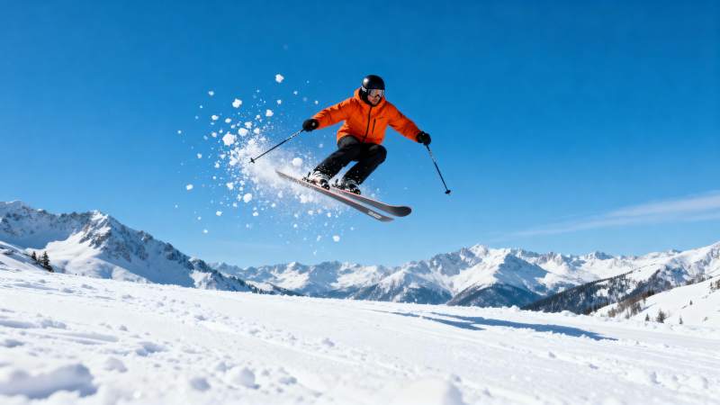 滑雪者腾空飞跃图片