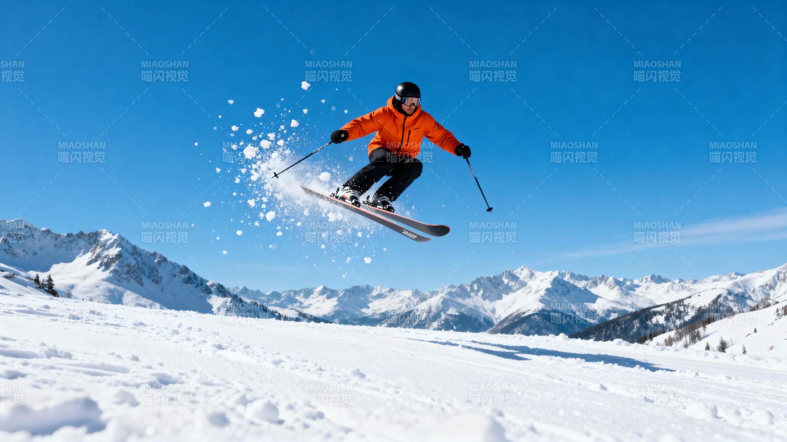 滑雪者腾空飞跃图片