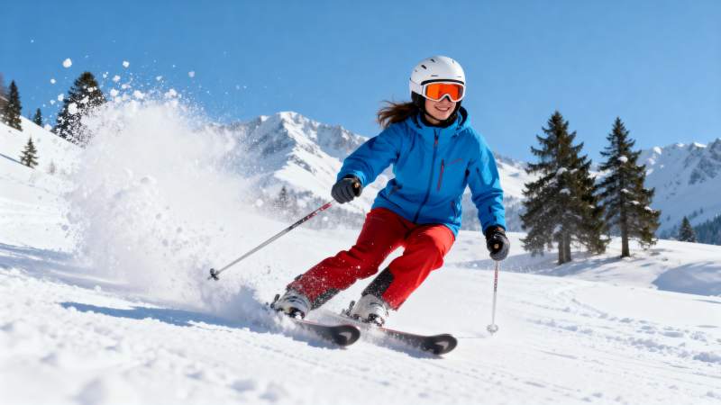 滑雪者在雪坡上驰骋图片