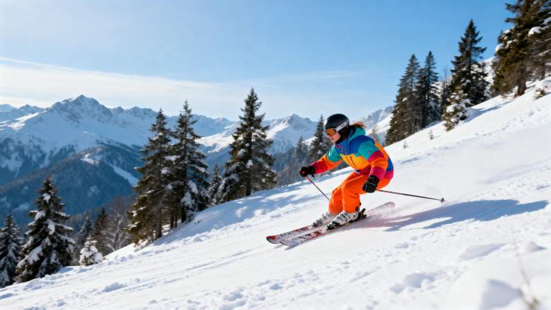 雪山滑雪者疾驰图片