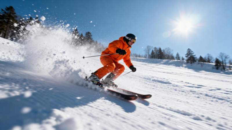 滑雪者在雪中疾驰图片