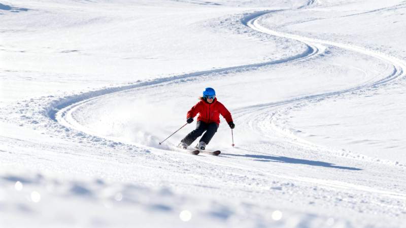 雪道上的滑雪者图片