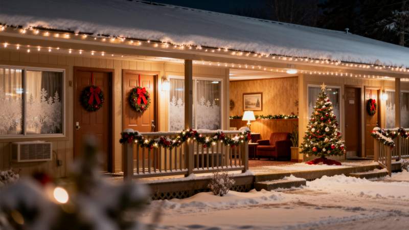 雪夜温馨小屋图片
