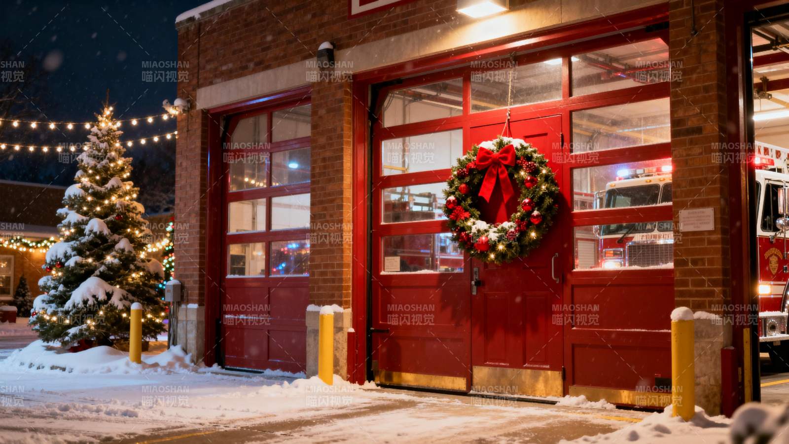 圣诞夜的消防站图片