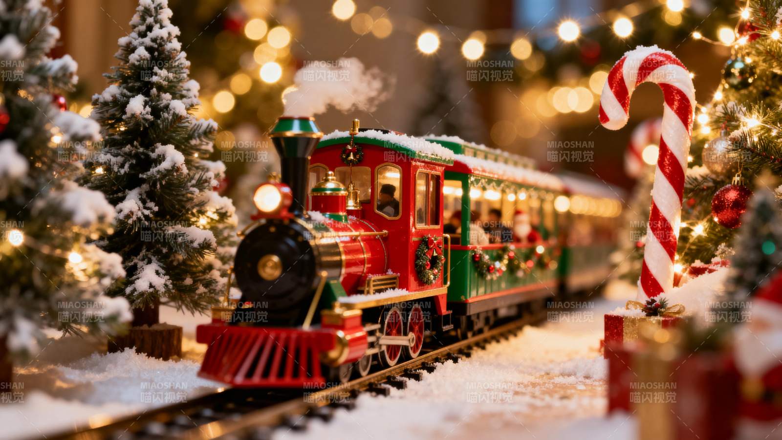 圣诞火车雪景图片