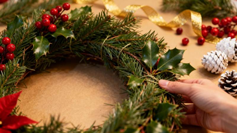 圣诞花环手工制作图片