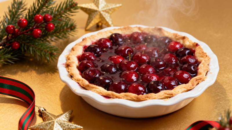 热腾腾的樱桃派图片