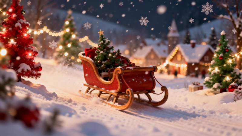 雪夜圣诞 sleigh图片