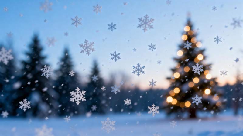 雪夜圣诞树图片