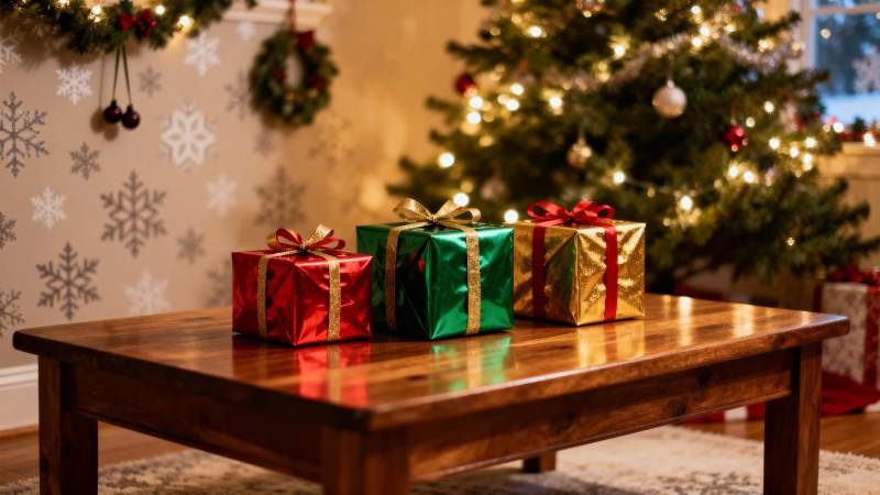 圣诞礼物静候开启图片