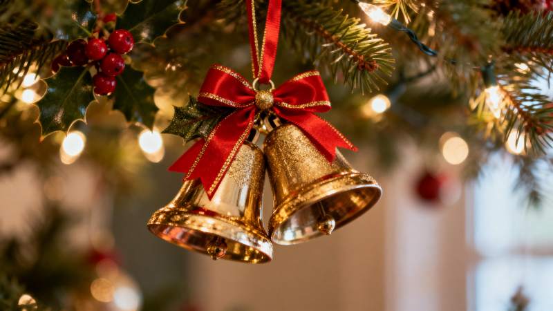 圣诞铃铛挂枝头图片