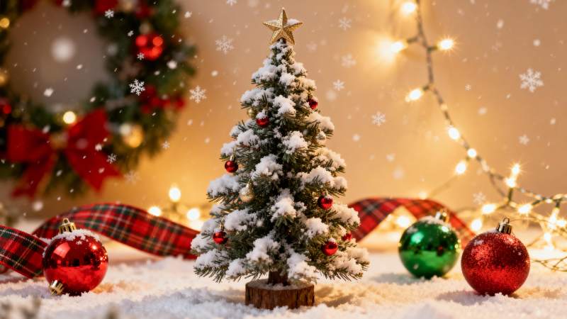 圣诞树与彩灯装饰图片