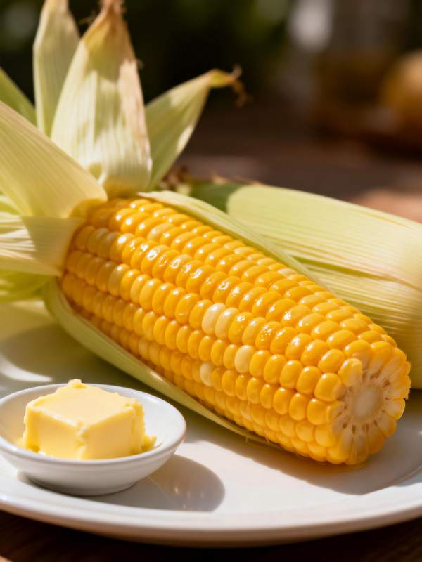 金黄玉米配黄油图片