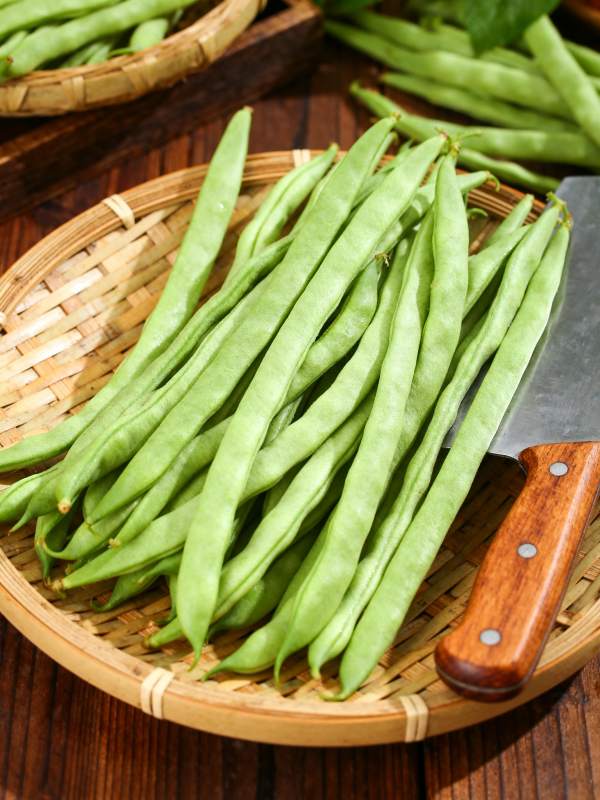 新鲜绿豆角待切图片