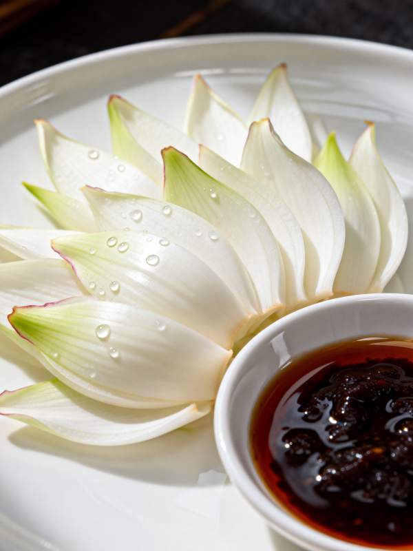 莲花配酱料图片