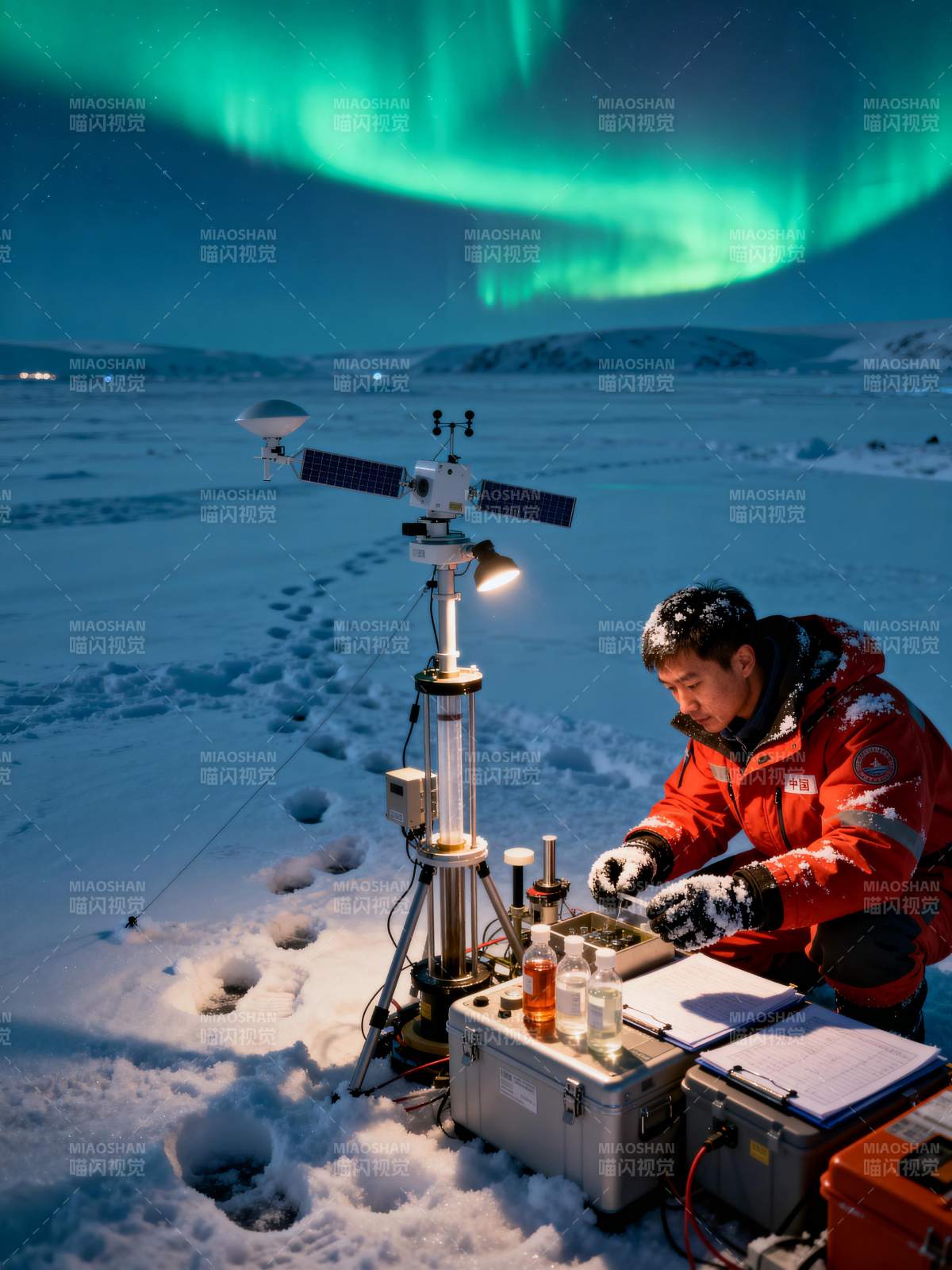 极地科考夜景图片