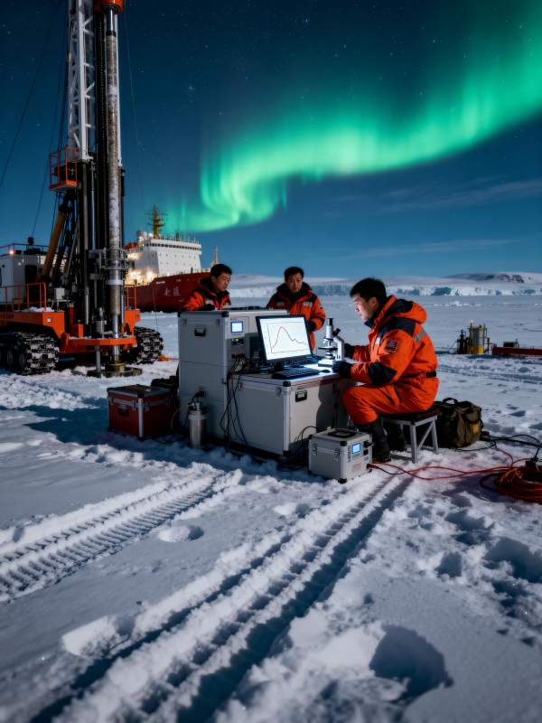 极地科考夜观极光图片