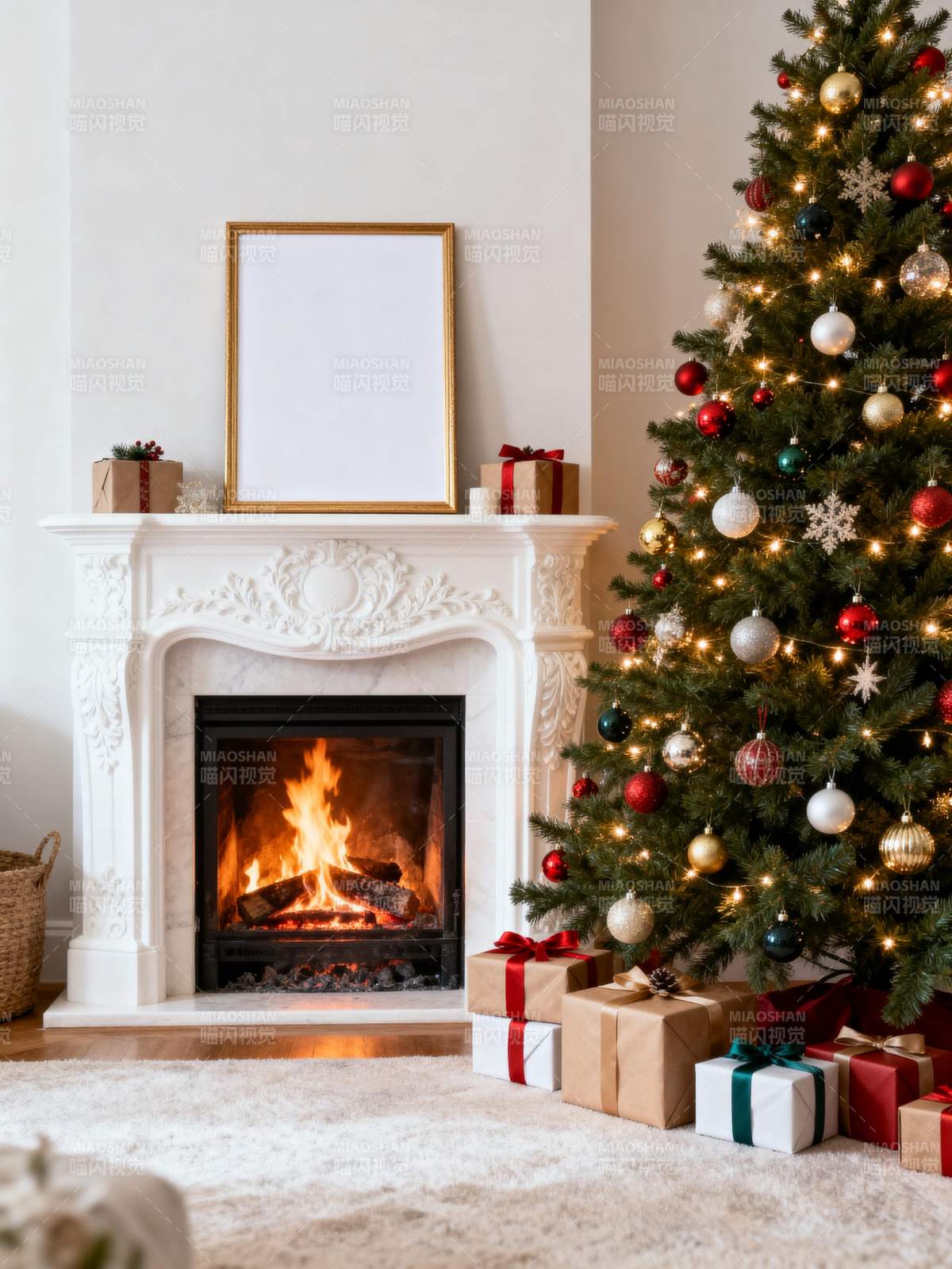 圣诞温馨壁炉景图片