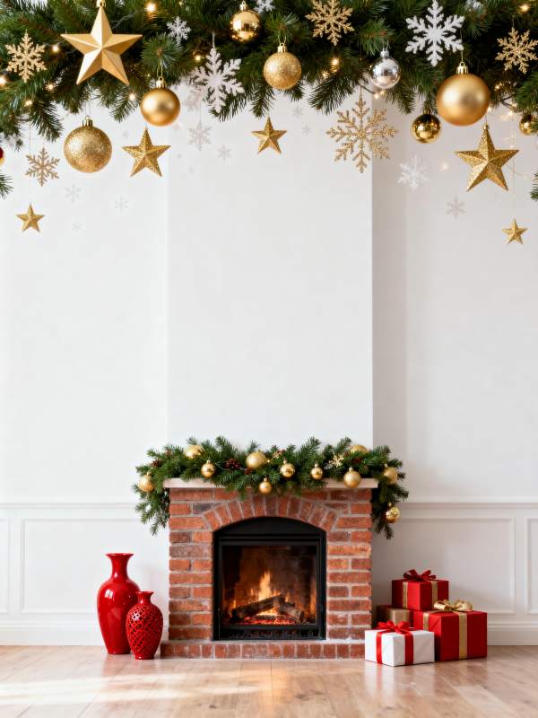 圣诞壁炉装饰图片