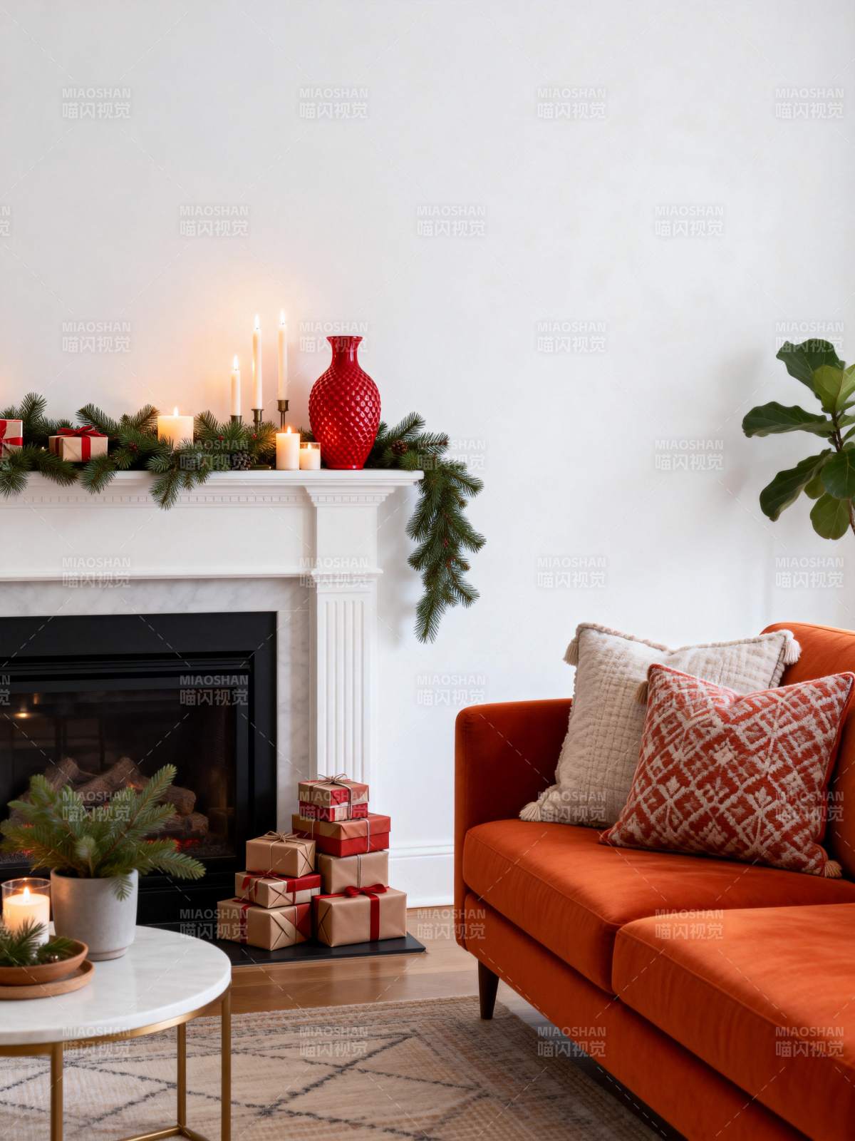 圣诞温馨客厅布置图片