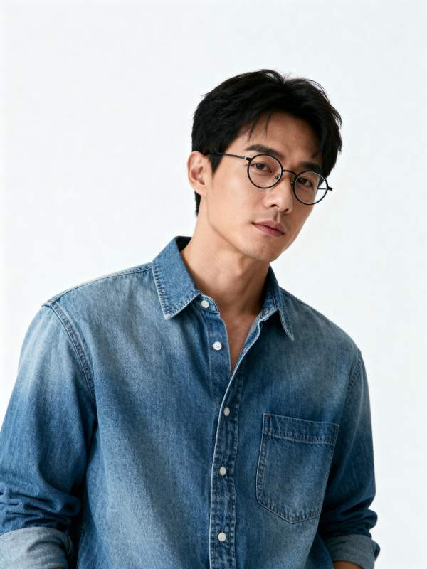 时尚男士牛仔衬衫图片