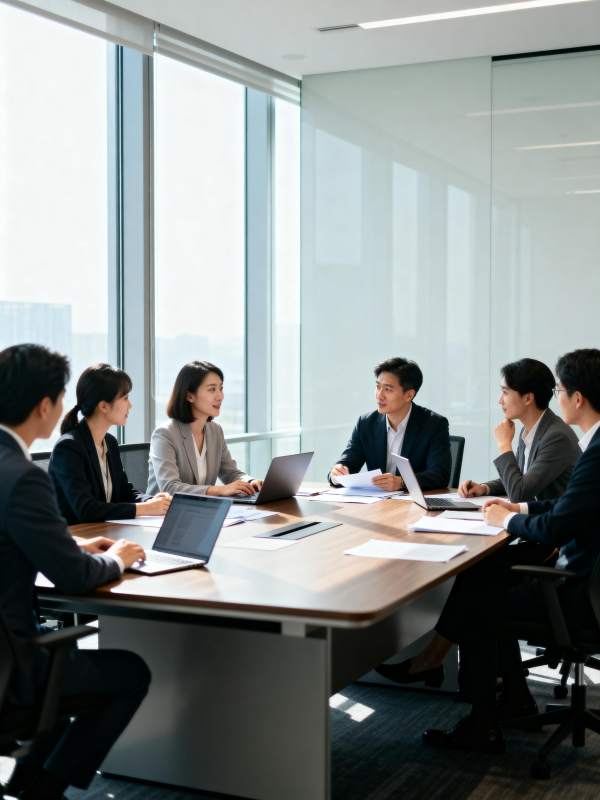 商务会议讨论中图片