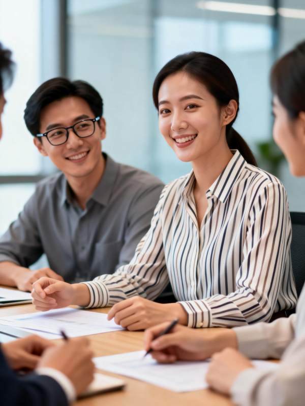 职场会议微笑瞬间图片