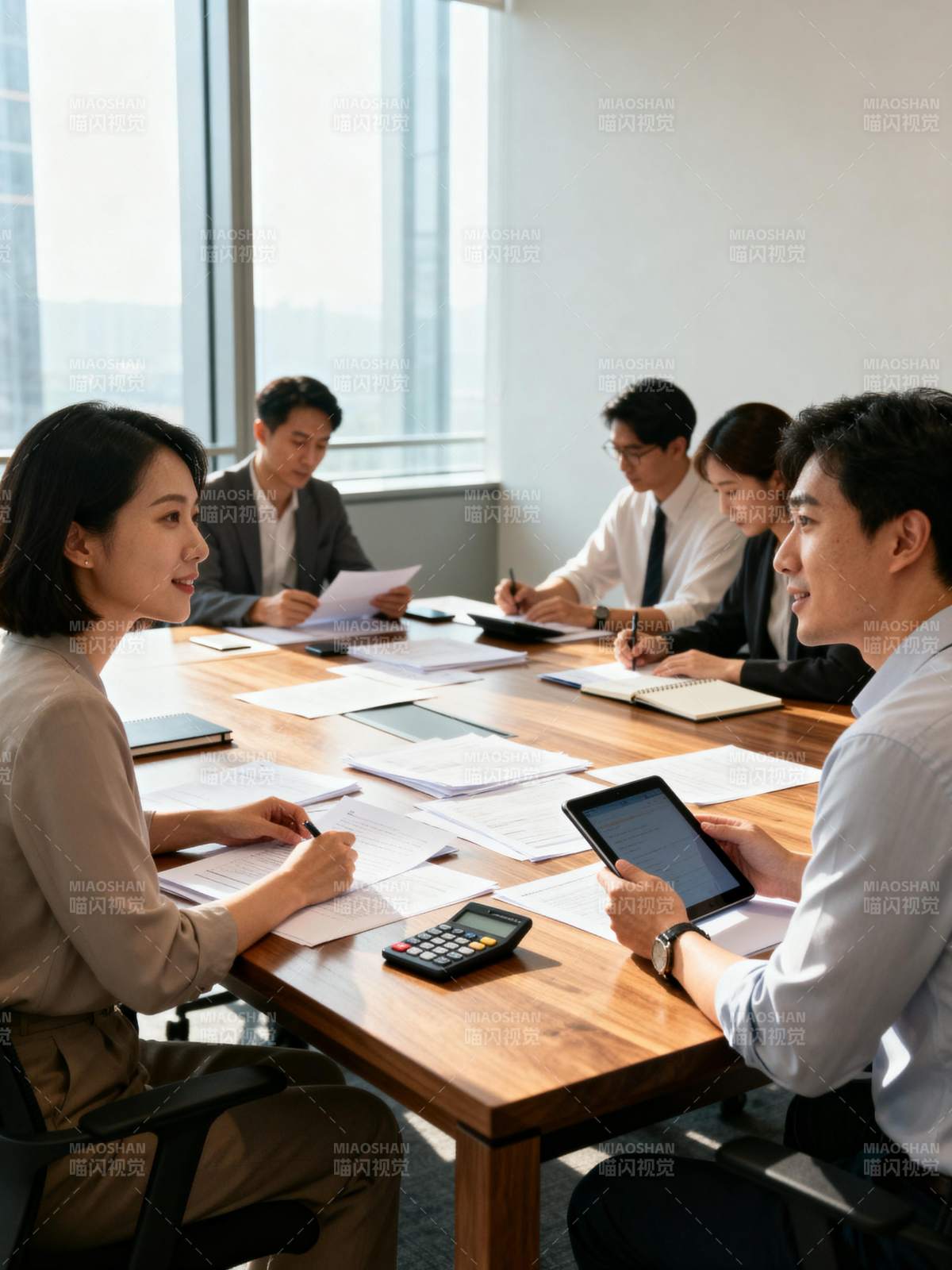 商务会议讨论中图片