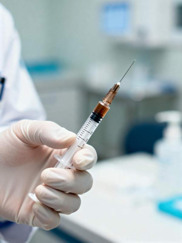 医生手持注射器图片