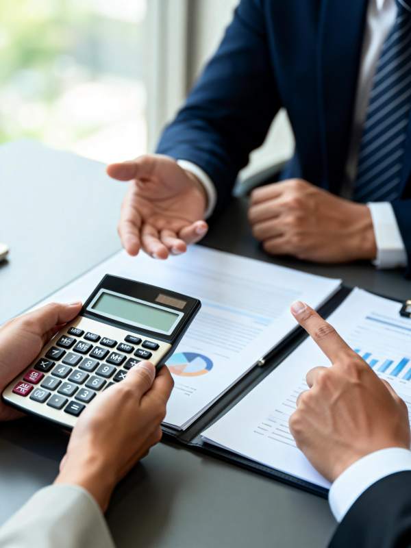 商务洽谈算账中图片
