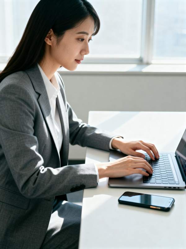 专注办公的职场女性图片