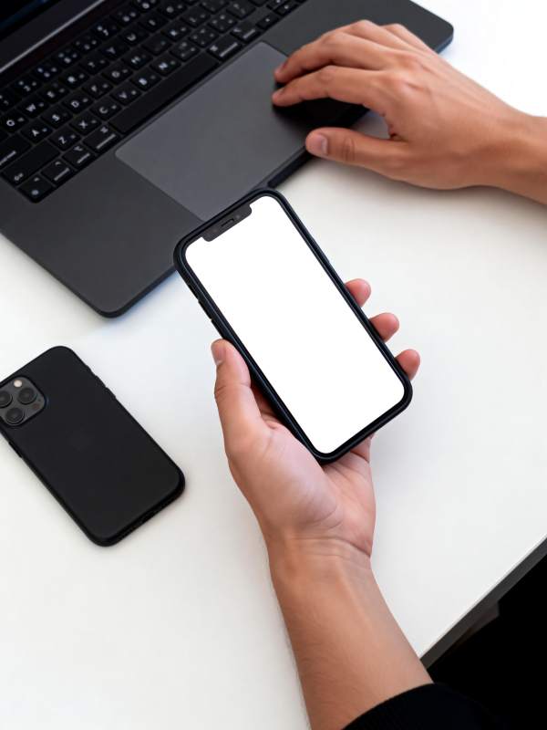 手机与笔记本电脑工作场景图片